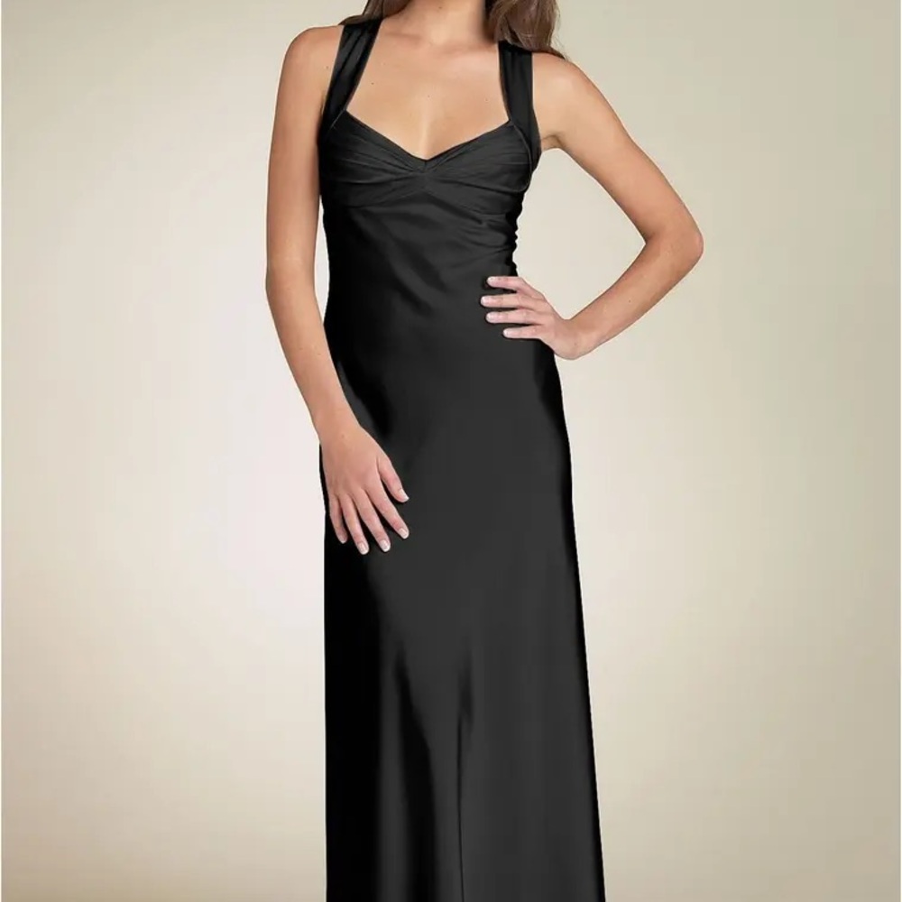 Calvin Klein Black Satin Gown w/ Short Train sz 8